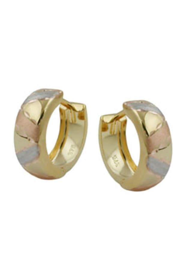 Hoop Earrings Tri-Colour Diamond Cut 9k Gold - GL431187