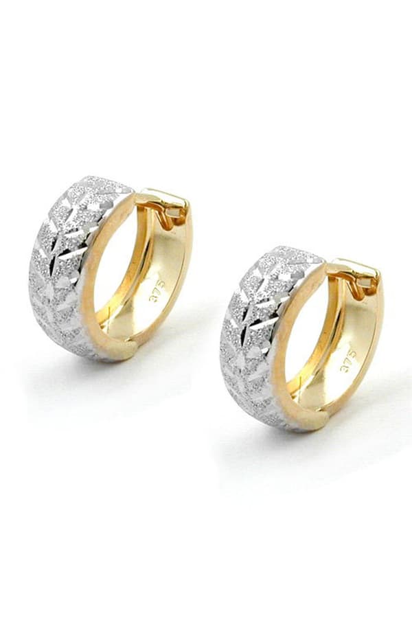 Hoop Earrings Diamond Cut 9k Gold - GL431056