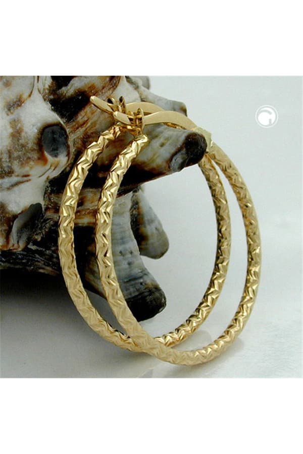 Hoop Earrings Diamond Cut 9k Gold - GL430983