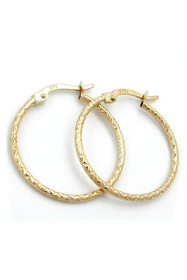 Hoop Earrings Diamond Cut 9k Gold - GL430983