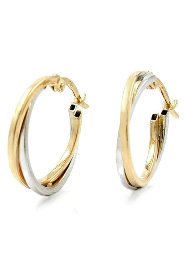 Hoop Earrings 19x2mm Bicolor Yellow Gold And White Gold 9k Gold - GL430749