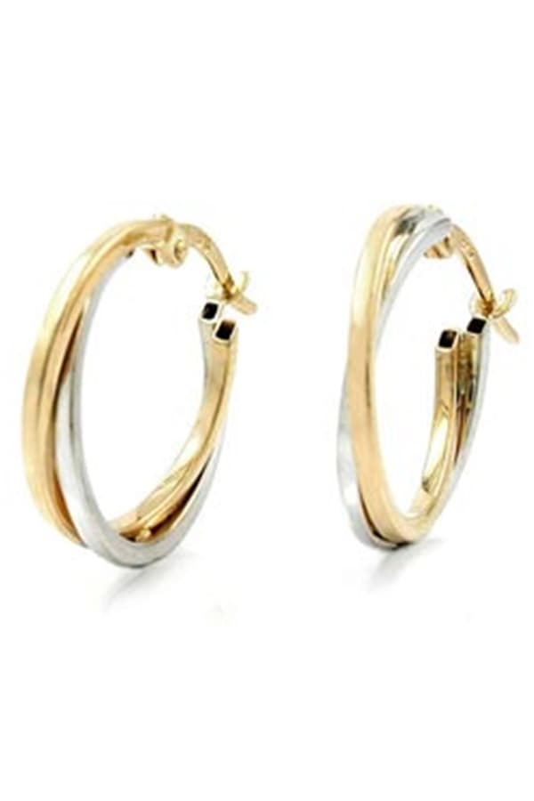 Hoop Earrings 19x2mm Bicolor Yellow Gold And White Gold 9k Gold - GL430749