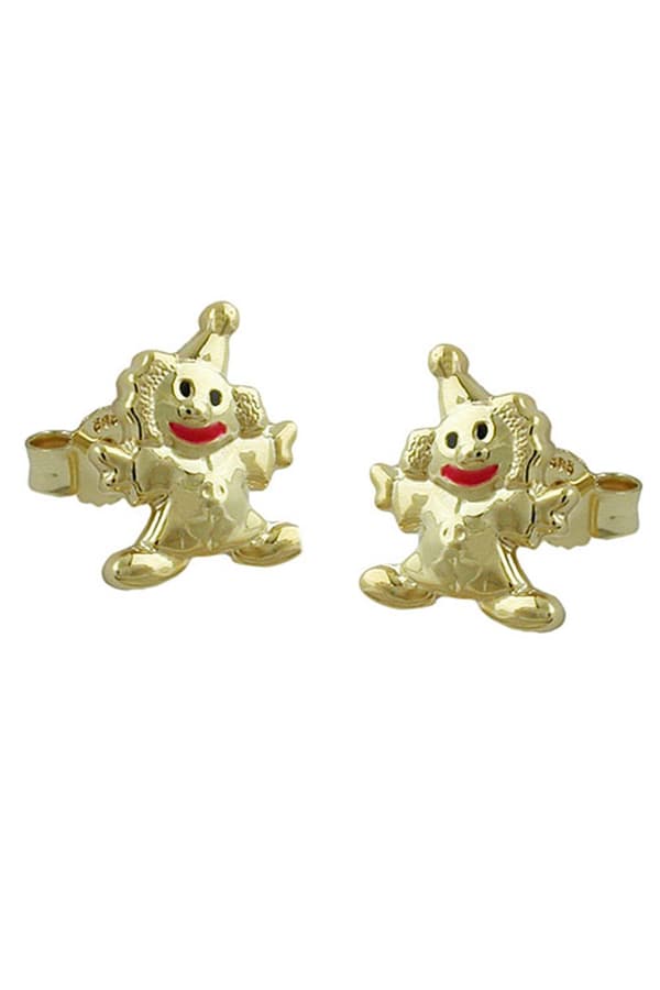 Stud Earrings 8x6mm Clown Shiny Colored Lacquered 9k Gold - GL430889