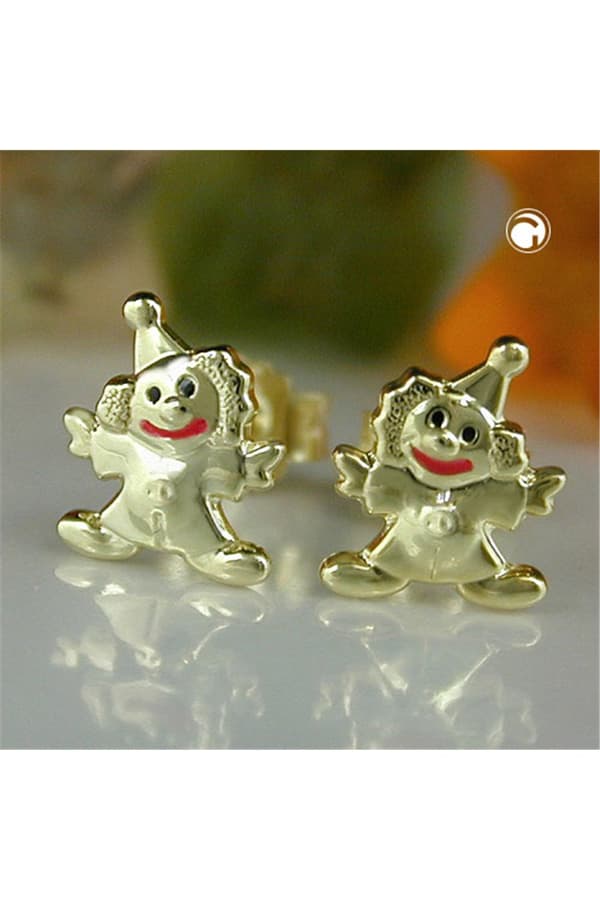 Stud Earrings 8x6mm Clown Shiny Colored Lacquered 9k Gold - GL430889