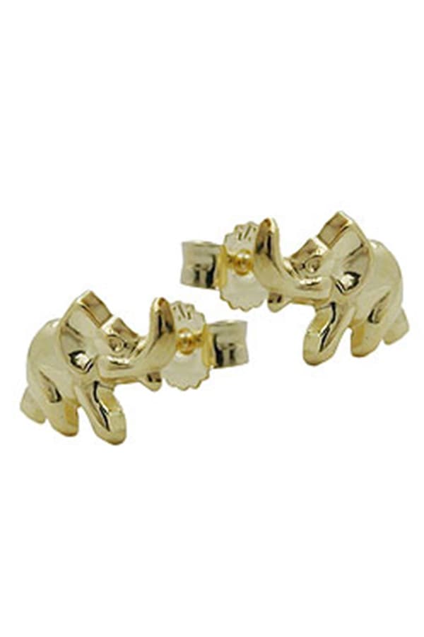 Stud Earrings 7x10mm Elephant Shiny 9k Gold - GL430883