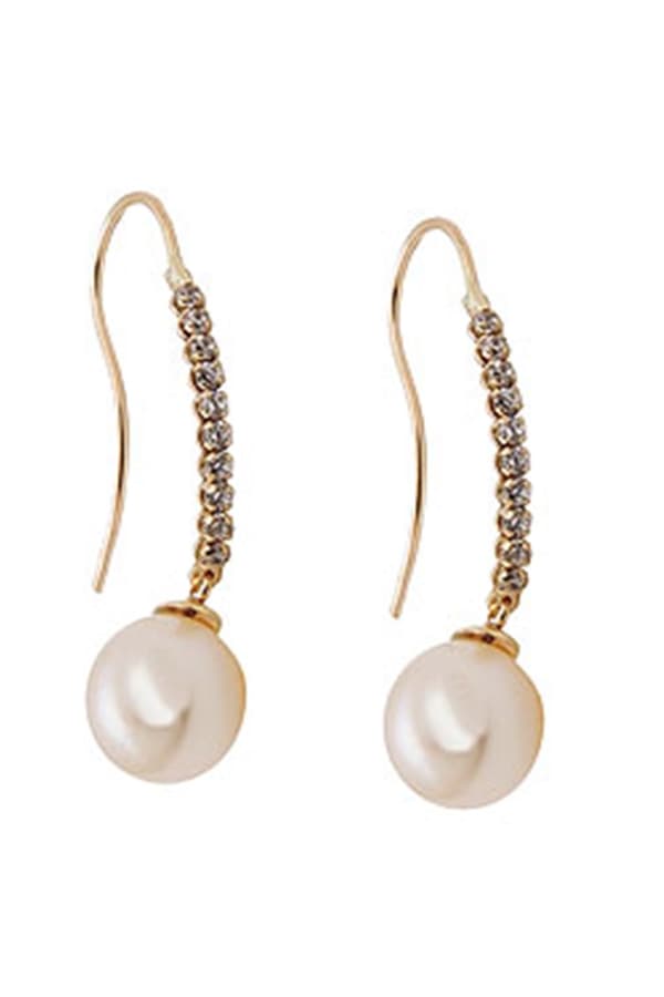 Hook Earrings 27x7mm Earrings With Freshwater Cultured Pearl And Zirconias 9k Gold - GL431354
