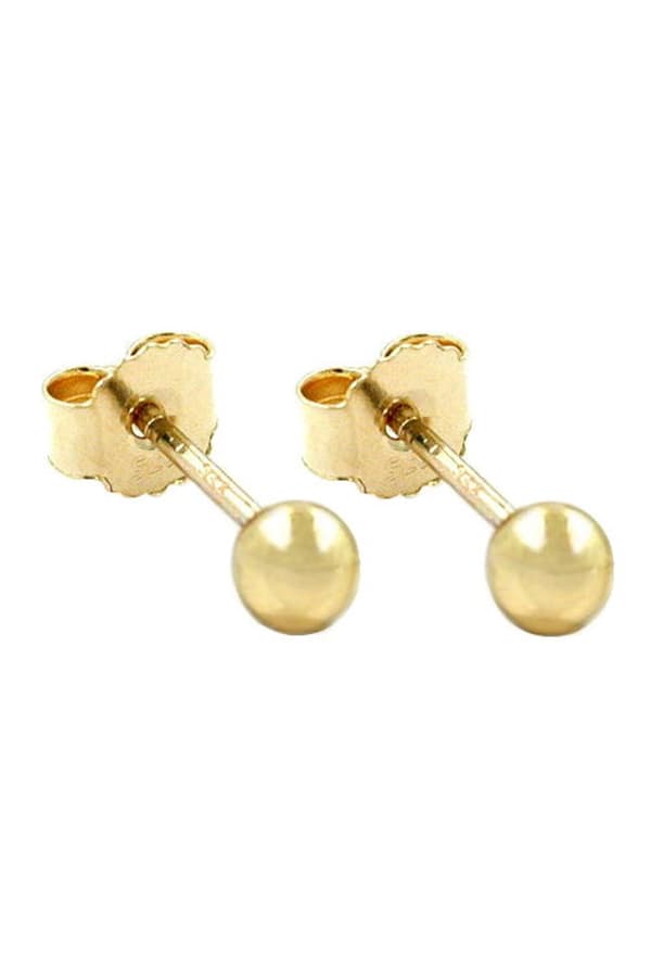 Stud Earrings 3mm Ball Hollow Inside 9k Gold - GL430033