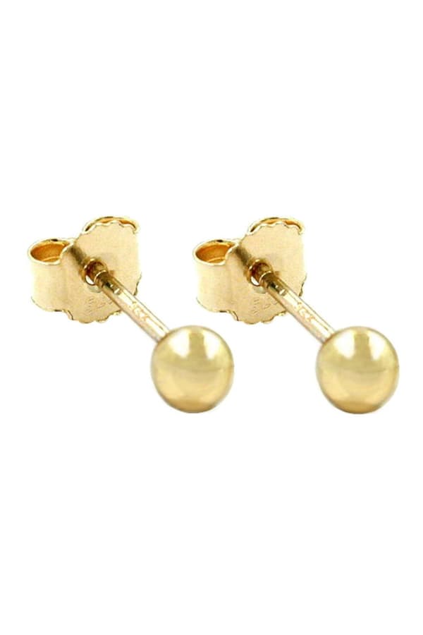 Stud Earrings 3mm Ball Hollow Inside 9k Gold - GL430033