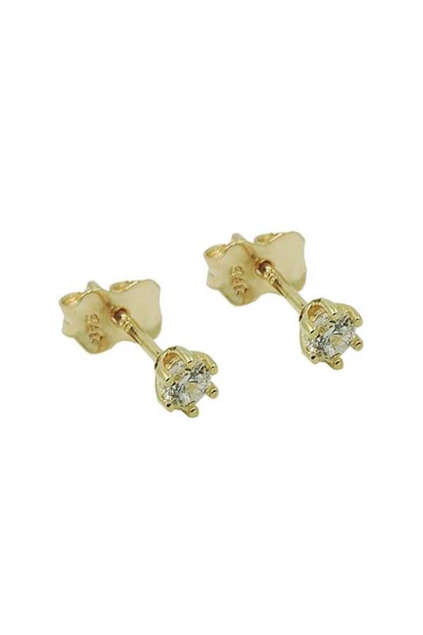 Stud Earrings 3mm White Cubic Zirconia 9k Gold - GL431391