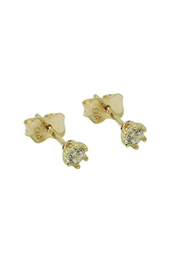 Stud Earrings 3mm White Cubic Zirconia 9k Gold - GL431391