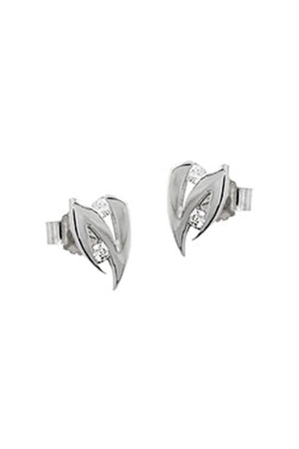 Stud Earrings 8x5mm White Cubic Zirconia 14k White Gold - GL430731