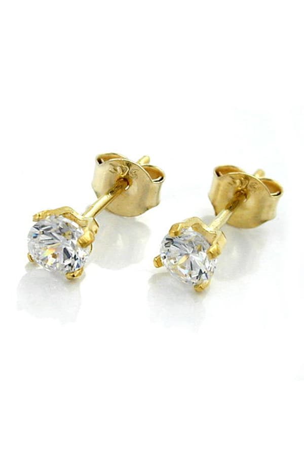 Stud Earrings 4mm Cubic Zirconia 9k Gold - GL430601