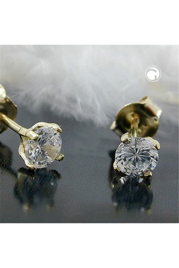 Stud Earrings 4mm Cubic Zirconia 9k Gold - GL430601