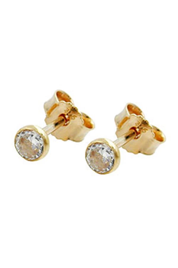 Stud Earring 3mm Zirconia 9kt Gold - GL430210