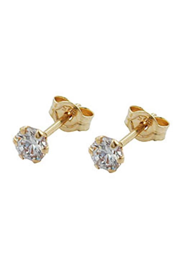 Stud Earrings 3mm Zirconia 9k Gold - GL430043