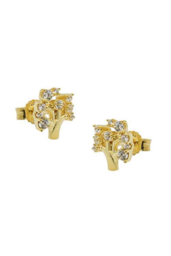 Stud Earrings 9x8mm Tree With Zirconias 9k Gold - GL431487