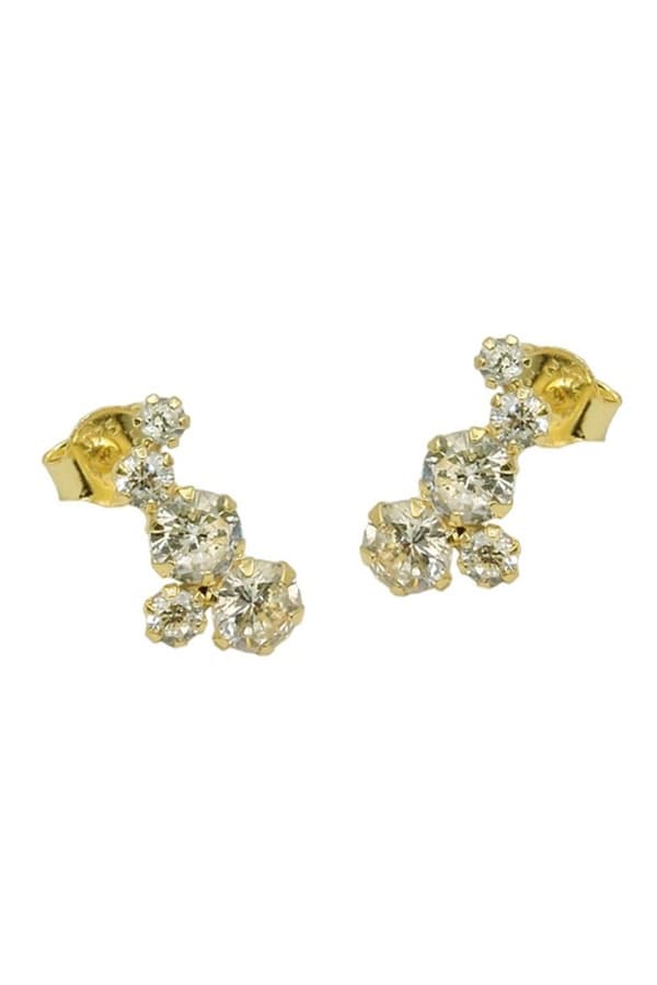 Stud Earrings 12x6mm Bow Each 5 Zirconias 9k Gold - GL431510