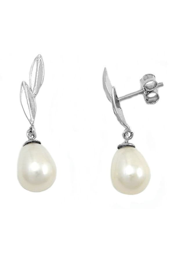 Stud Earrings 22x6mm Pendant Freshwater Cultured Pearl 9k White Gold - GL430273