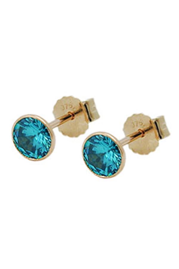 Earrings Zirconia Turquoise 4mm 9k Gold - GL431323