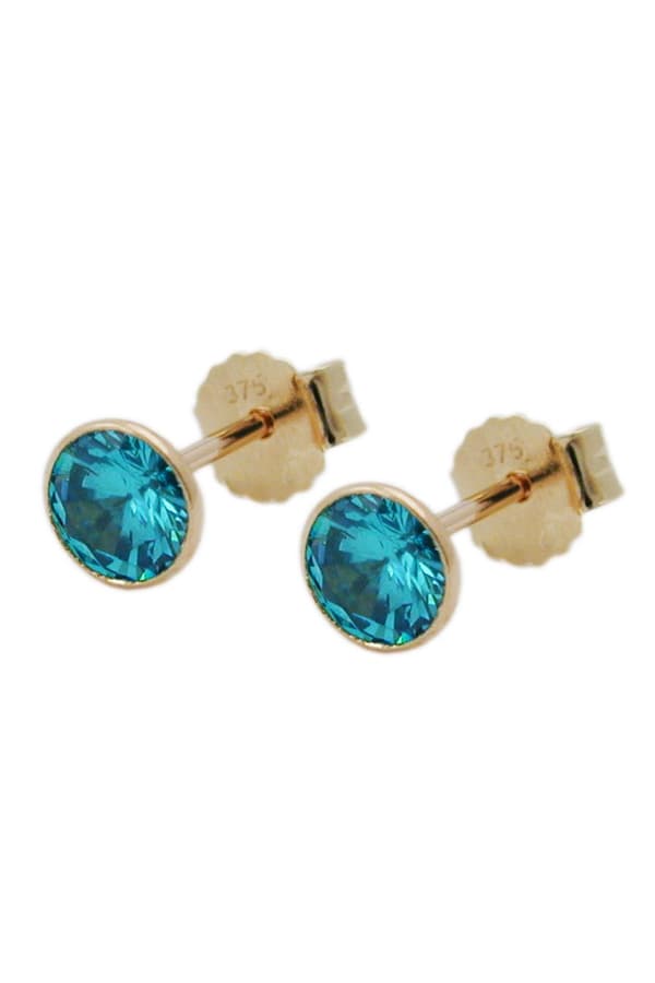 Earrings Zirconia Turquoise 4mm 9k Gold - GL431323