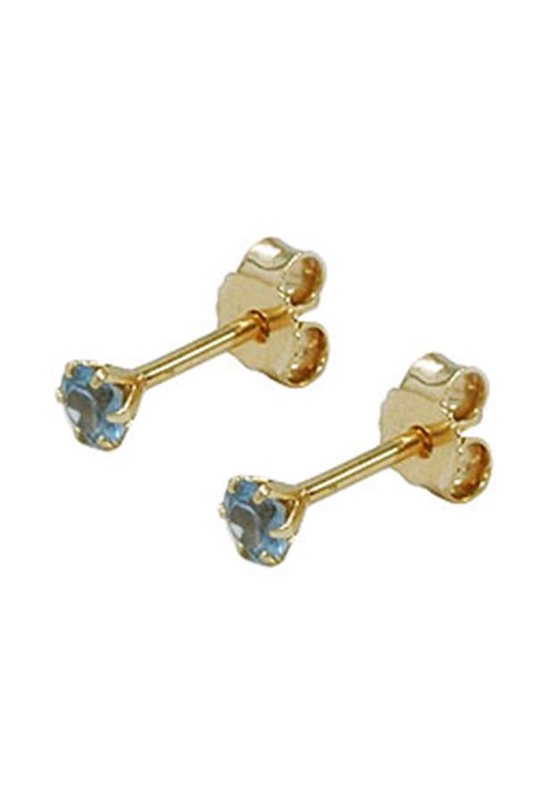 Stud Earrings 3mm Synthetic Aquamarine 9k Gold - GL430059