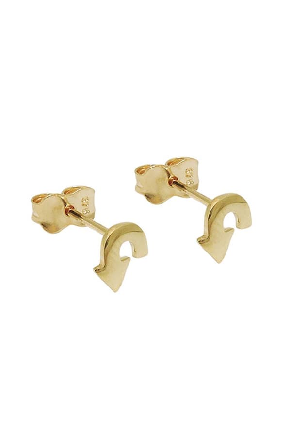 Stud Earrings 6x5mm Curved Arrow Shiny 9k Gold - GL431417