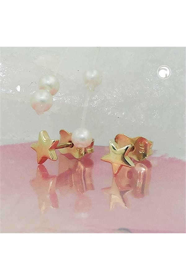Stud Earrings 5mm Little Star Shiny 9k Gold - GL431416