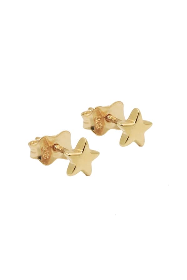 Stud Earrings 5mm Little Star Shiny 9k Gold - GL431416