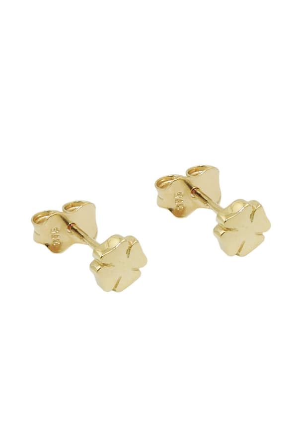 Stud Earrings 5mm Shamrock Cloverleaf Shiny 9k Gold - GL431407