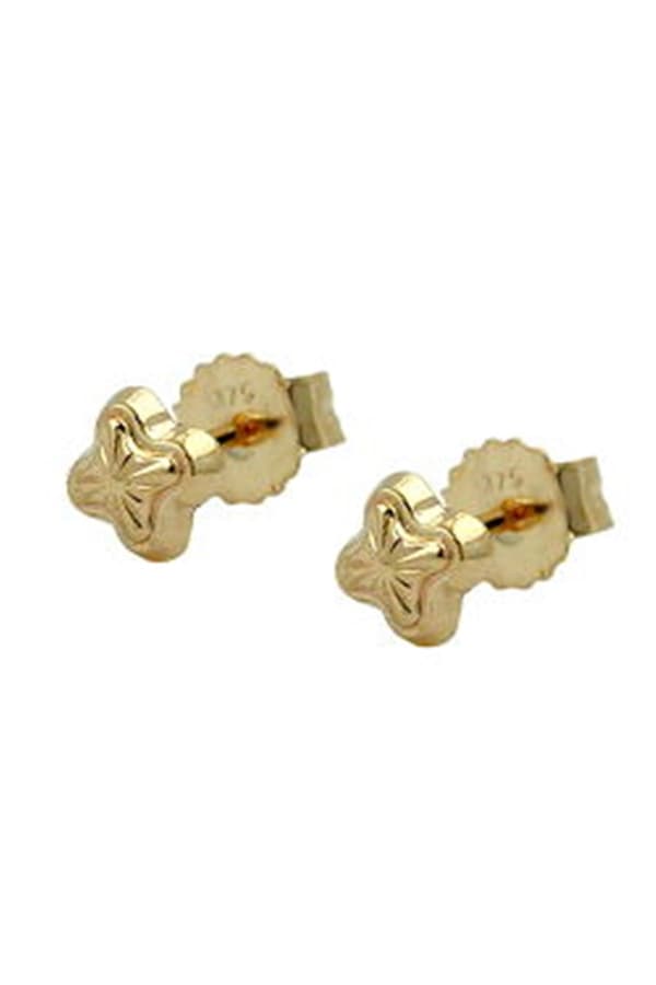 Stud Earrings 4mm Star With Pattern 9k Gold - GL431138