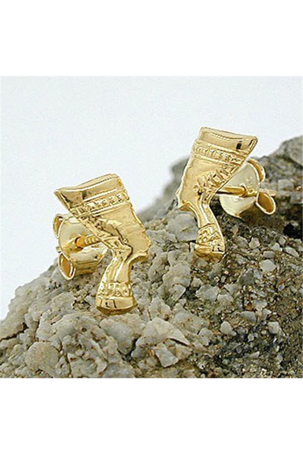 Stud Earrings 10x6mm Nefertiti Shiny 9k Gold - GL430475