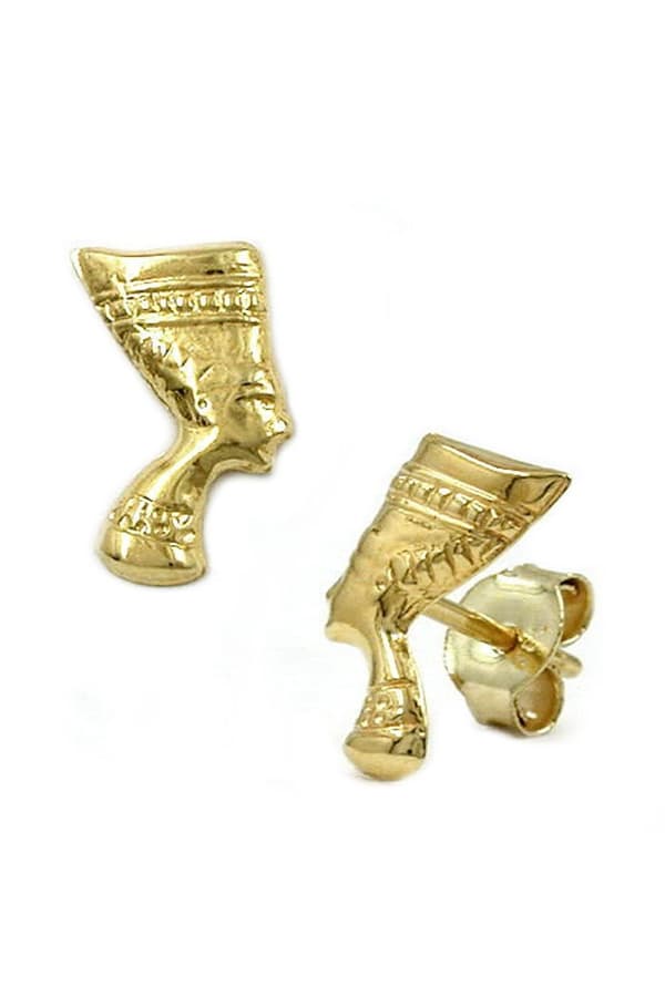 Stud Earrings 10x6mm Nefertiti Shiny 9k Gold - GL430475