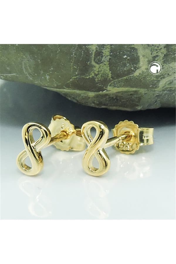 Stud Earrings 6x3mm Infinity Sign Shiny 9k Gold - GL431513