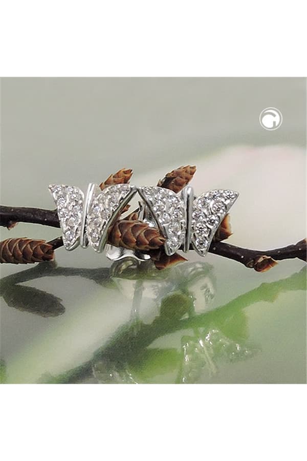 Stud Earrings 6x9mm Butterfly 9k White Gold - GL431456