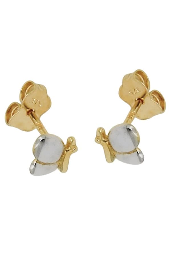 Stud Earrings 6x5mm Butterfly Bicolor Shiny 9k Gold - GL431418
