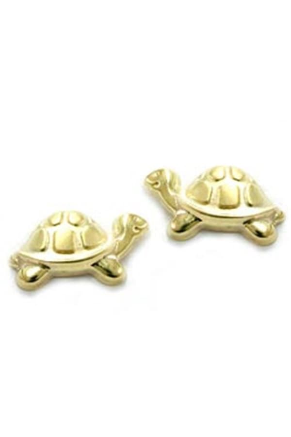 Stud Earrings 10x6mm Turtle Matte Shiny 9k Gold - GL430540