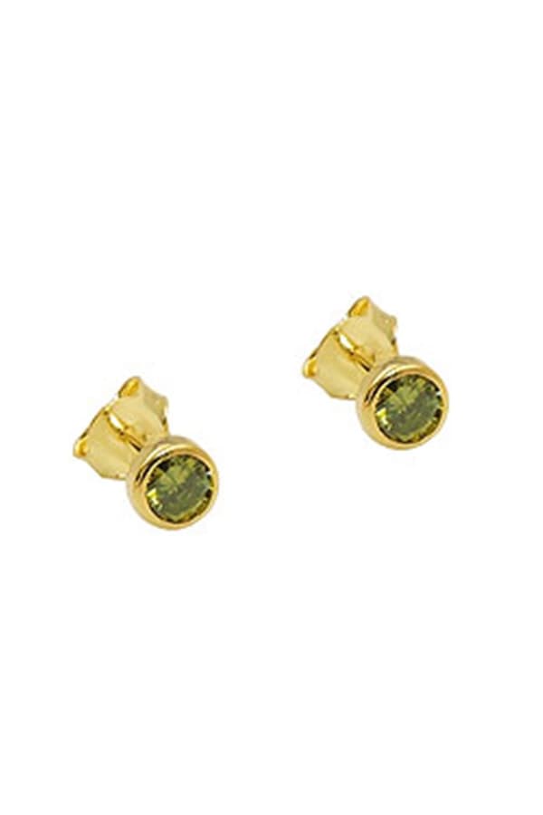 Stud Earrings 4.5mm Cubic Zirconia Olive Green 9k Gold - GL431505