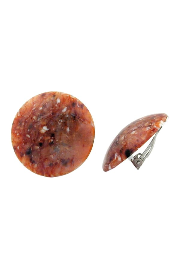 Clip-On Earring Round Red Brown Black White 30mm - GL00547