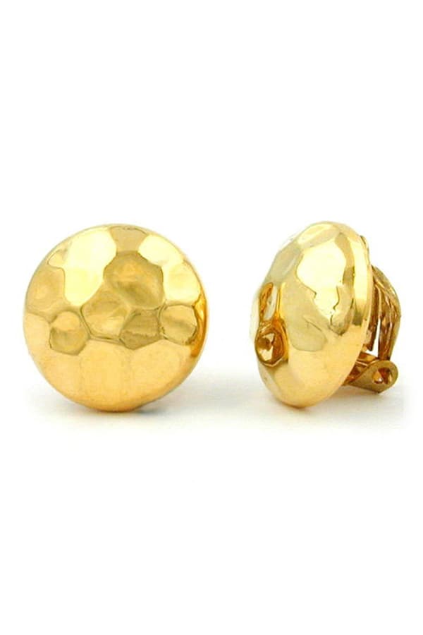 Clip-On Earring Gold Colored Hammered - GL02692