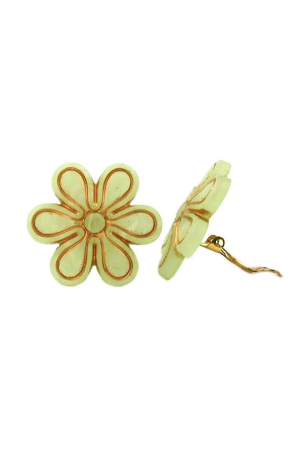 Clip-On Earring Flower Light Green - GL07033