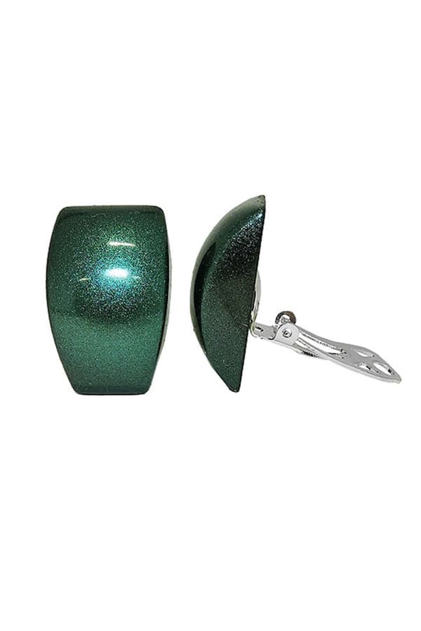 Earring Clip-On Trapezium Dark-Green - GL01359