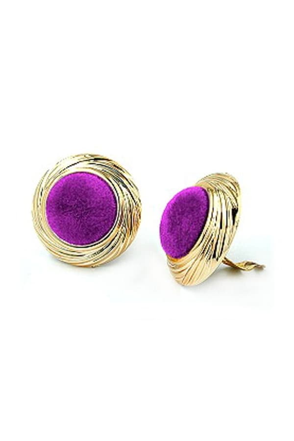 Earring Clip-On Velour-Purple Gold - GL03374