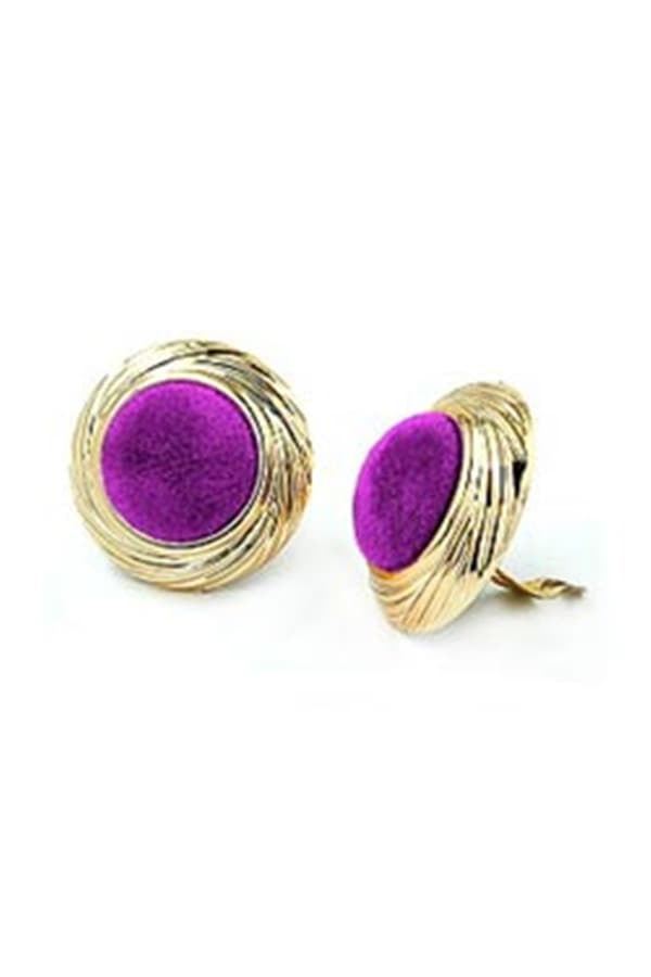 Earring Clip-On Velour-Purple Gold - GL03374
