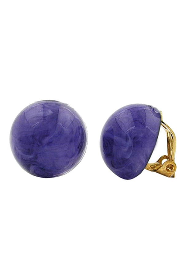 Clip-On Earring Round 18mm Purple Marbled - GL02629