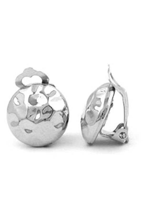 Clip-On Earring Hammered Silver Colored - GL02694