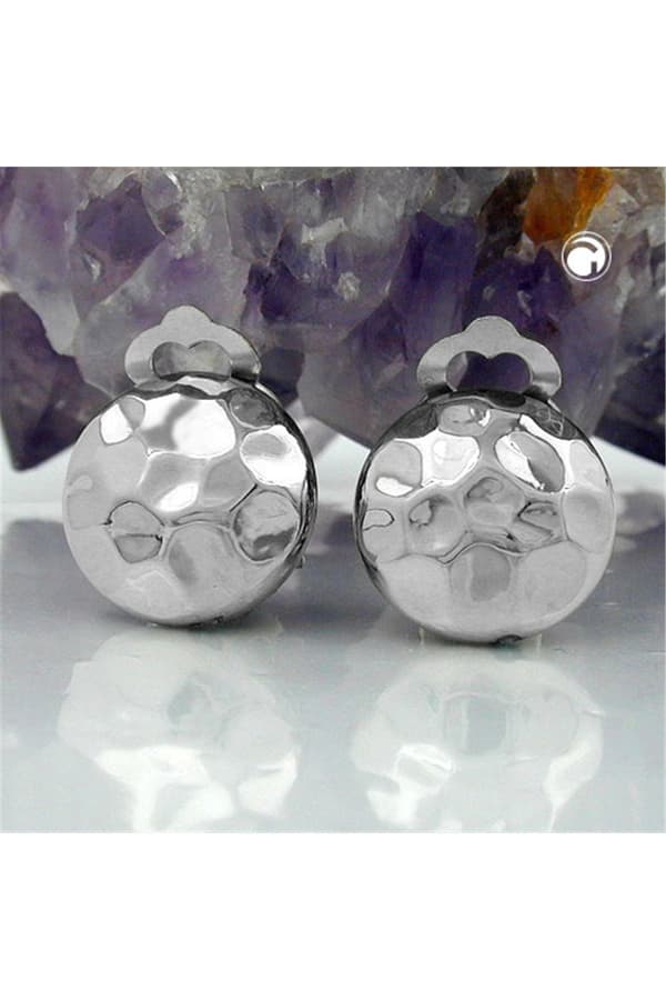 Clip-On Earring Hammered Silver Colored - GL02694