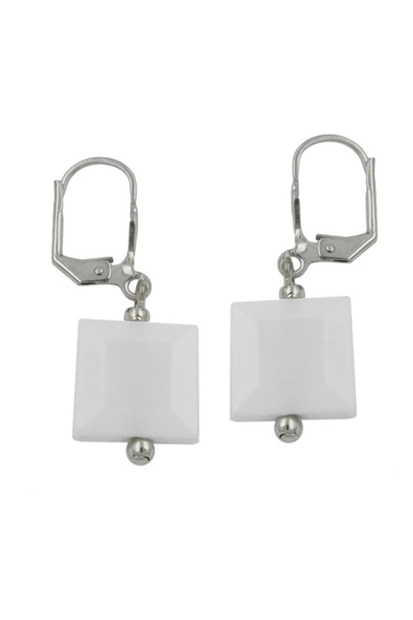 Leverback Earrings Squared White - GL06855