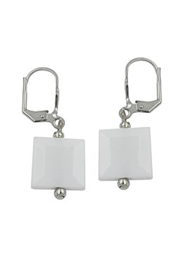 Leverback Earrings Squared White - GL06855