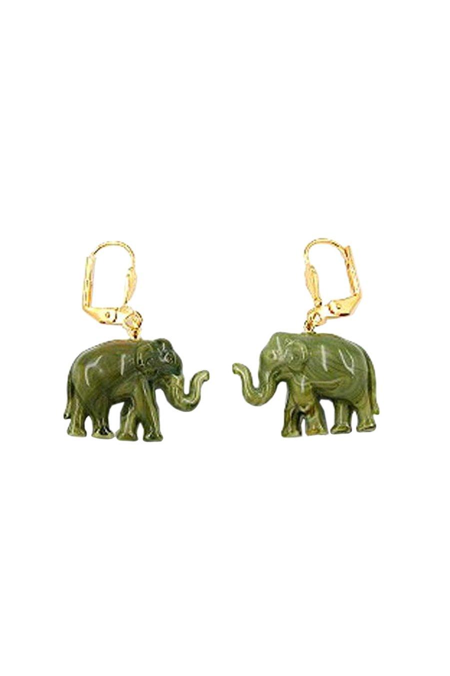 LEVERBACK EARRINGS MINI ELEPHANT OLIVE