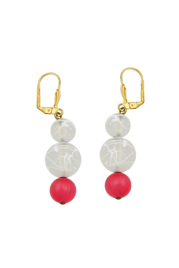 Leverback Earrings Silky Red Transparent - GL02847